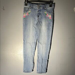 Girls Jeggings Light Blue Embroidered Jeans
